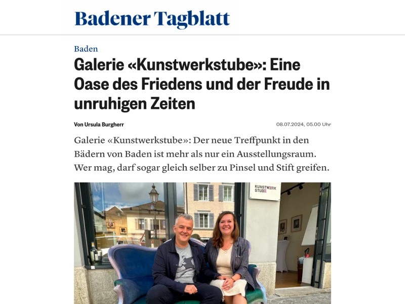 Статья Badener Tagblatt о галерее Kunstwerkstube